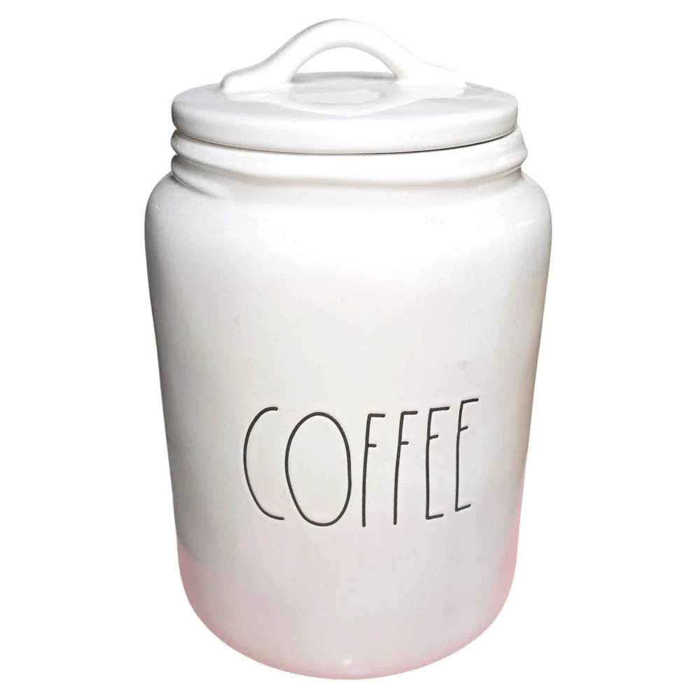 Rae Dunn Artisan Collection Coffee Canister Jar White‎ Ceramic Lid Magnolia 9